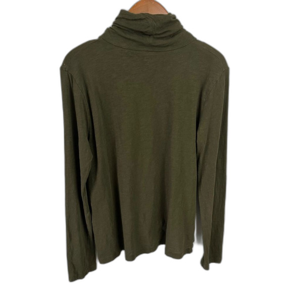 Madewell Army Green Whisper Cotton Turtleneck Tee Size Medium Minimalist Casual - Picture 3 of 14